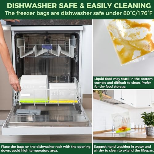 SPLF 24 Pack Reusable Food Storage Bags Dishwasher Microwave Safe - Image 5
