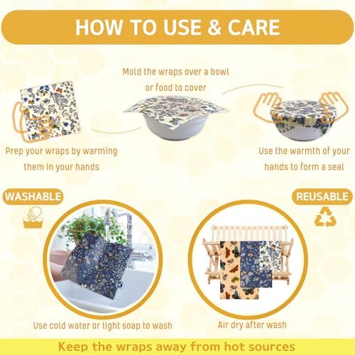 Reusable Beeswax Wrap - 9 Pack Beeswax Wraps for Food, Eco-Friendly Beeswax Food Wraps, Bread Sandwich Wrapper - Organic, Sustainable, Zero Waste, Reusable Plastic-Free Food Storage Wrap, 1XL, 3M, 5S - Image 4
