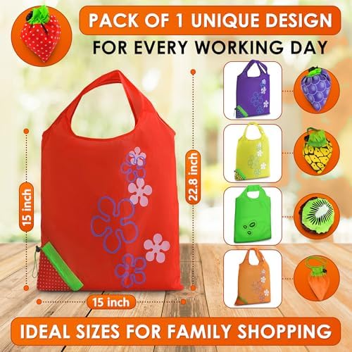5 Pcs Reusable Grocery Fruit Bags, 15"x15", Washable Tote Bag (5 Colors) - Image 4