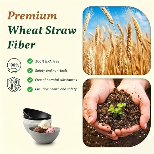 Homienly Unbreakable Snack Bowls,Wheat Straw Small Bowls,10 OZ Plastic Bowls Alaternative for Soup,Chip,Cereal,Microwave & Dishwasher Safe Bowls for Kithcen,Camping,Picnic(6PCS,Grey Stone) - Image 3
