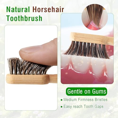 Horse Hair Toothbrush, All Natural Bamboo Toothbrush 4 Pack - Image 2