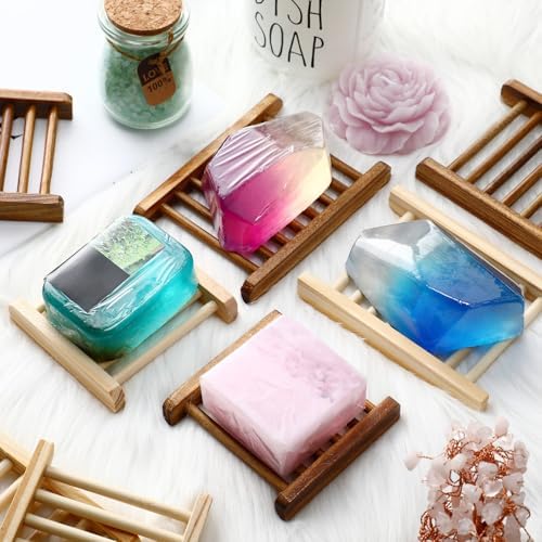 Sawysine 50 Pcs Bamboo Soap Holder Self Draining,Charcoal and Wood Color - Image 6