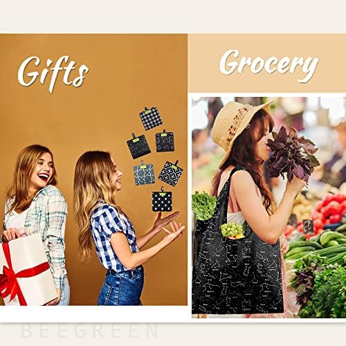 BeeGreen Reusable Shopping Bags for Groceries Reusable Gifts Bag - Grocery Bags Foldable 6 Pack Cute Holiday Cloth Bags With Handles - Large Tote Bag Bulk Heavy Duty Polyester Washable Geometry - Image 2