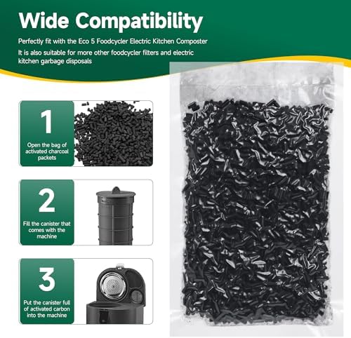 3 Packs 210g Odor Absorbing Activated Carbon Filter Refills for Lomi Smart Waste Kitchen Composter & Eco 5 & Vitamix FC-50-SP Electric Composter, Activated Charcoal Pellets - Image 2
