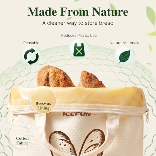 ICEFUN Wide-Opening U-Zipper Beeswax Bread Bag 2 Pack - Image 4