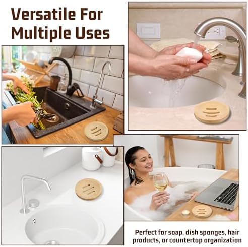 Ymapinc 2PCS Bamboo Soap Holder for Bathroom - Image 4