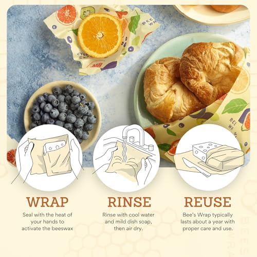 Bee's Wrap Beeswax Food Wraps, 3 Pack Assorted - Fresh Fruit - Image 6