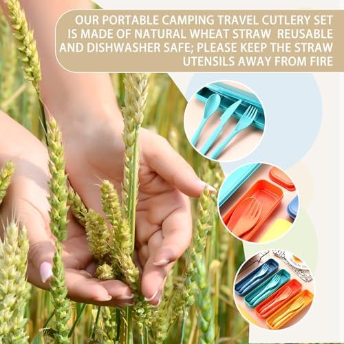 Jinei Reusable Travel Utensils Set Wheat Straw with Case,Elegant - Image 5