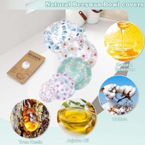 5Pcs Reusable Beeswax Elastic Bowl Covers for Bread Proofing and Food Cover - Image 3
