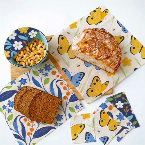 Beeswax Food Wrap, Butterfly, Floral & Leaves Wrap, 9 Pack Eco-Friendly Beeswax Wraps For Food, Organic, Sustainable, Biodegradable, Zero Waste, Plastic-Free Food Storage, 1XL, 3M, 5S - Image 4
