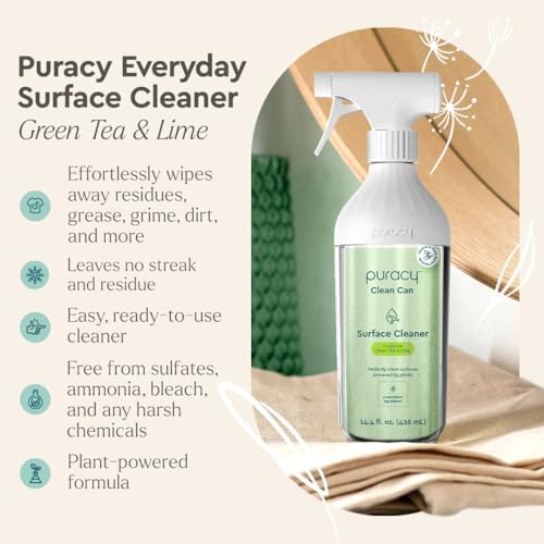 Puracy All Purpose Cleaner Clean Can- Plan t– Plant-Powered Multi-Surface Cleaner - Surface Cleaner Solution As Seen on TikTok (Green Tea + Lime, 14.4 fl oz, Starter Set) - Image 6