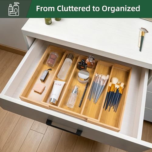 Utoplike Drawer Organizer Kitchen Utensils, Expandable Bamboo Cutlery Tray - Image 5