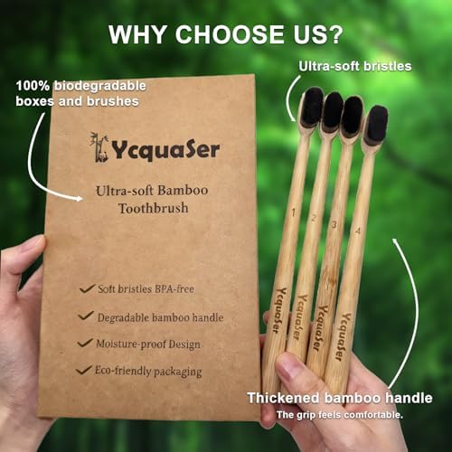 Extra Soft Bamboo Toothbrush,Natural Soft Toothbrushes for Adults,Micro Nano10000 Bristles Toothbrushes for Sensitive Gum,Fully Biodegradable,4 Pack - Image 3