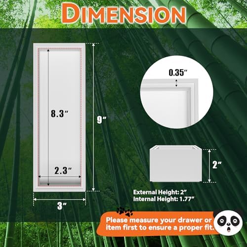 Lixple Bamboo Kitchen Drawer Organizer, 2 Pack, 9" x 3" x 2", White - Image 2