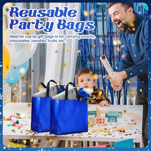 Eccliy 80 Pcs Reusable Gift Bags, Large, Blue - Image 6