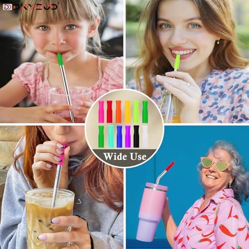 36PCS 12 Colors Food-Grade Metal Straws Reusable Silicone Tips,Only Fit Diameter 0.32In- 8mm Stainless Steel Straws, BPA Free, Eco-Friendly - Image 3
