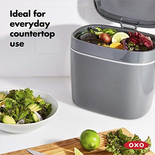 OXO Good Grips Easy-Clean Compost BIN - Charcoal - 1.75 GAL/6.62 L, Plastic, 8.3" L x 10.15" W x 12" H (Pack of 4) - Image 3