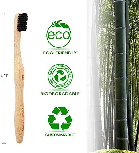 Virgin Forest Bamboo Toothbrushes 6pk, Charcoal Medium Soft BPA Free - Image 3