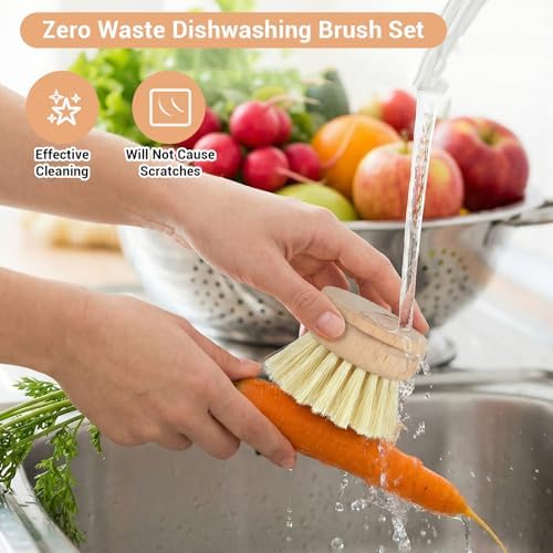 10pcs Natural Wooden Dish Brush Replacement Heads with Sisal Bristles – Eco-Friendly Kitchen Scrubber Refills for Pots, Pans, Utensils – Safe Scratch-Free Cleaning Brush Heads (1.89x1.57in) - Image 4