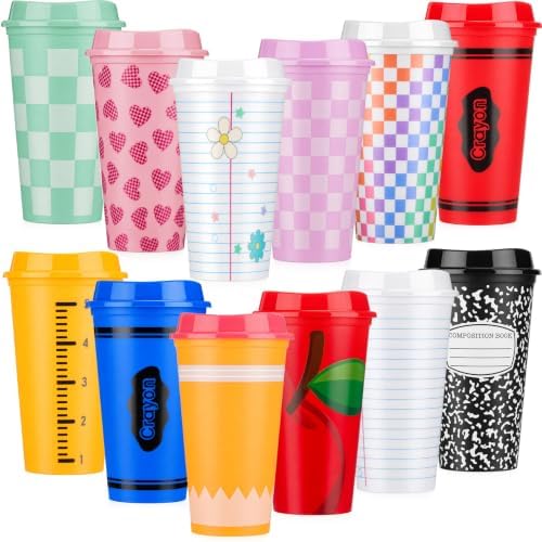 LemonRoad 12 Pack Back to School Teacher Gifts 16 oz Reusable Coffee Cups by Unknown