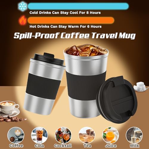 Vacuum Insulated Stainless Steel Travel Coffee Mug,Leak Proof Cup with Lid - Image 2