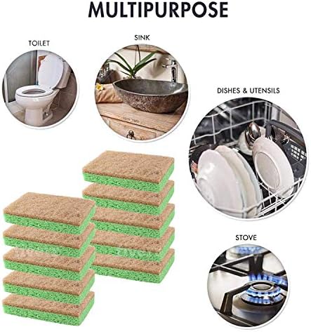 SCRUBIT 48 Pack Natural Sponges - Biodegradable Compostable Cellulose and Coconut Natural Sponges for Dishes, Eco Friendly Non Toxic Kitchen Sponge - Image 4