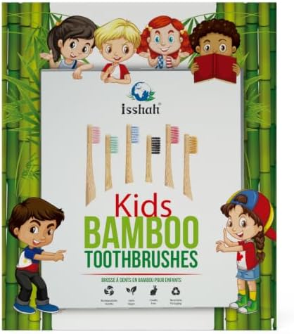 Isshah Biodegradable Bamboo Kids Toothbrush - Spiral Soft Bristles - 6 Pack - Image 6