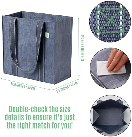 VENO 2/4 Pack Compact Reusable Grocery Shopping Bags with Hard Bottom - Image 2