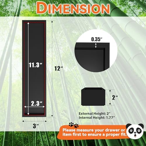 Lixple Bamboo Kitchen Drawer Organizer, 2 Pack, 12" x 3" x 2", Black - Image 2