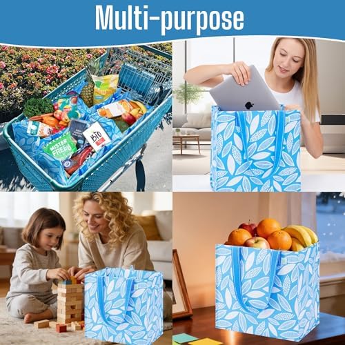 VENO 4 Pack Large Grocery Bag Reusable Shopping Bags with Hard Bottom - Image 2