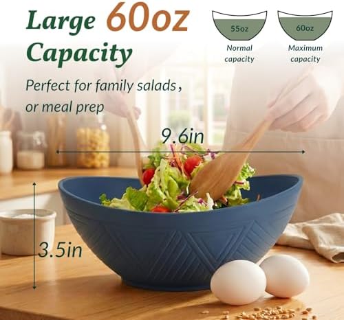 Homienly 60oz Wheat Straw Bowls Set of 6 Salad Bowls Large Popcorn Bowl Unbreakable Serving Bowls Microwave & Dishwasher Safe Bowl Set Centerpiece Bowls for Kitchen, Party, Decor, Camping (Multi) - Image 2