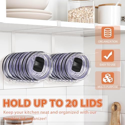 2 Pack Tumbler Lid Organizer, Versatile Tumbler Storage Holds 20 Lids White - Image 2