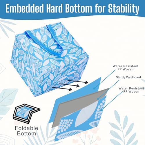 VENO 4 Pack Large Grocery Bag Reusable Shopping Bags with Hard Bottom - Image 4