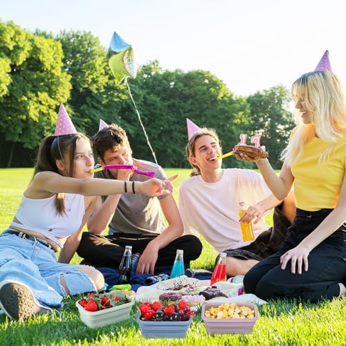 6 Pcs Silicone Food Containers 18.6 oz Collapsible Storage Containers with Airtight Lids Stacking Meal Prep Lunch Leftover Food Fruits Storage Foldable Box for Freezer Microwave Dishwasher Safe - Image 7