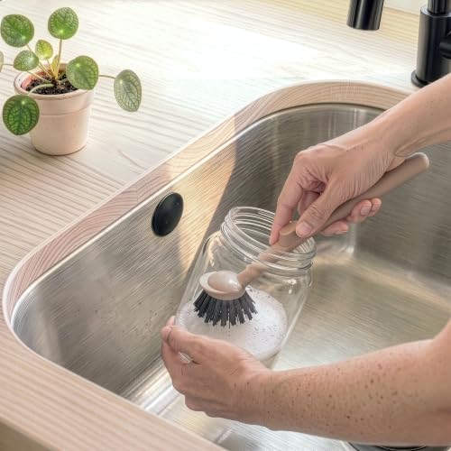 Earth & Mango Magnetic Dish Brush & Scraper, Snaps to Sink, Cacao Brown - Image 5