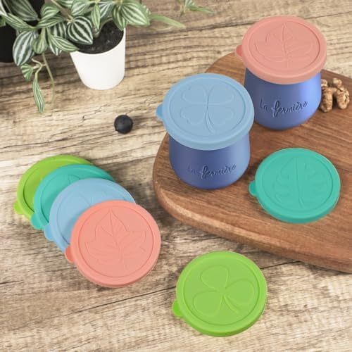 Yogurt Jar Lids for La Fermiere, 8 Pack LFGB Platinum Silicone Covers, Snug Fit Reusable Replacement Lids, Dishwasher Safe - Image 7