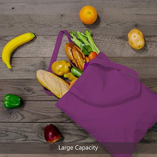 TOPDesign 6-Pack Economical 16"x15" Purple Cotton Tote Bag, Lightweight Medium Reusable Grocery Shopping Cloth Bags, Suitable for DIY, Advertising, Promotion, Gift, Activity - Image 4