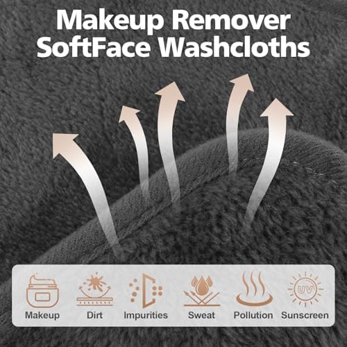 Microfiber Makeup Remover Cloth, 6 x 6 Inch, 12 Pack, Grey - Image 2