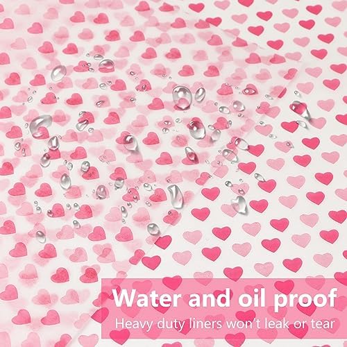 MIDELONG 50PCS Wax Paper Sheets Food Wrapping Paper Greaseproof Waterproof Dry Waxed Deli Wraps Paper Sheets Non-Stick Liners Tissue for Bread Sandwich Burger,Heart Love Style - Image 3