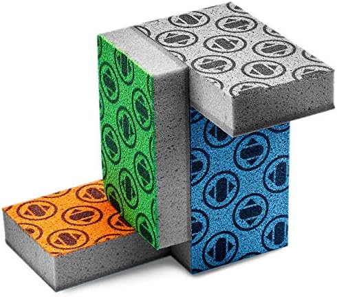 Skura Style Smart 4 Pack Odor Free Non-Scratch Scrub Pads for Sink, Counters, Surfaces, Pots, Pans, Dishwashing with Color-Fade Change Indicator by SKURASTYLE