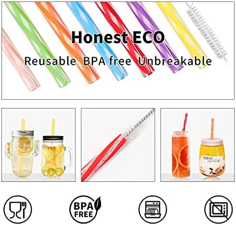 Honest ECO Reusable Stirrer Straws with Cleaner Brush Short Assorted color Plastic Pipes fit for Milk & Juice & Coffee & Smoothies & Cocktail & Kids Straws Kit (24Count-7.5in) - Image 4