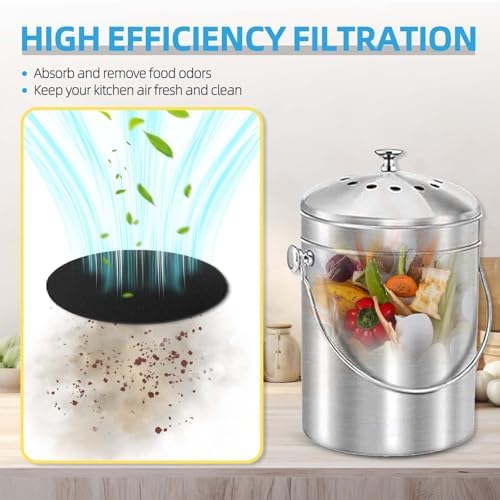 12 Pack Compost Filter for Countertop Bin, 6.7 Inch Charcoal Filters - Image 3