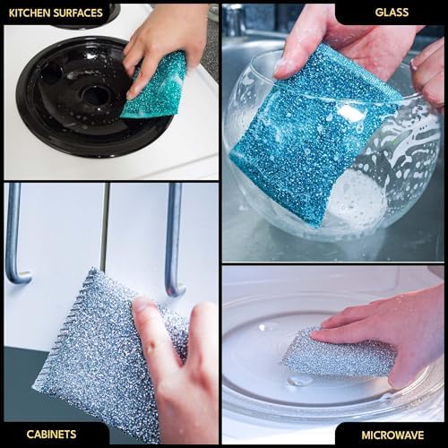 Dish Sponges for Kitchen (3 Pcs) Non-Scratch Scrub Sponges for Dishes, Pots, Pans, Glass, Stainless Steel & Nonstick Cookware–Odor-Resistant, Quick-Dry, Flexible, Durable & Reusable Cleaning Scrubbers - Image 5