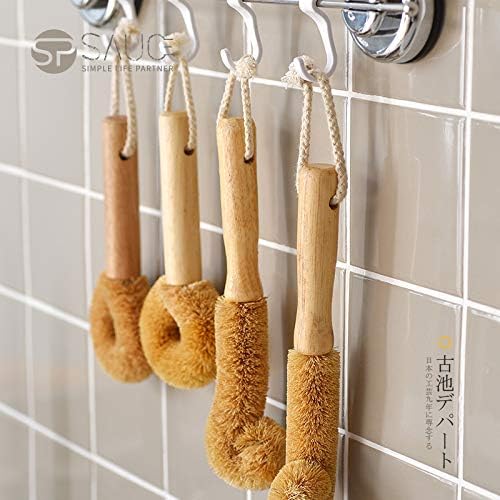 Wodden Cleaning Brush, Bottle Washing Brush, Pan Scrub Brush, Natural Coconut Fiber Brush Head , Sturdy, Deep Cleaning, Eco-Friendly - Image 4