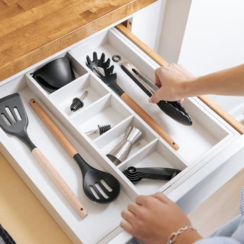 KitchenEdge Utensil & Junk Drawer Organizer, 16-28 in, White Bamboo - Image 6