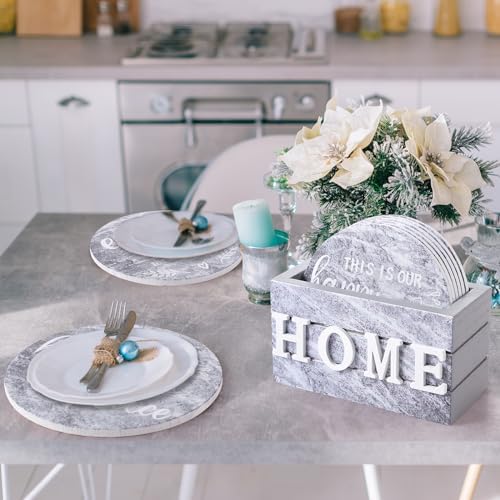 Queekay House Warming Gifts New Home Farmhouse Coasters Set of 6, Ash - Image 6