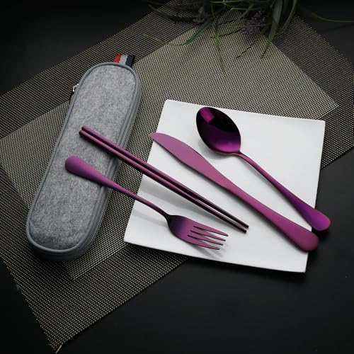 DEVICO Travel Utensils with Case, 5 Piece Portable Silverware Set for Work - Image 2