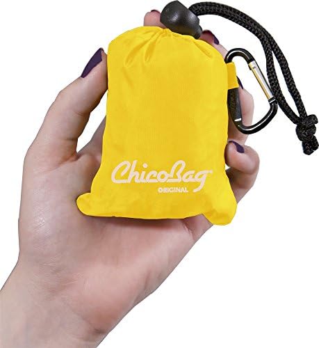 ChicoBag Original Compact Reusable Grocery Bag w/Attached Pouch and Carabiner Clip | Eco-Conscious Packable Tote | Variety 4pk - Mazarine, Aqua, Orange Peel, & Yellow (Pack of 4) - Image 5