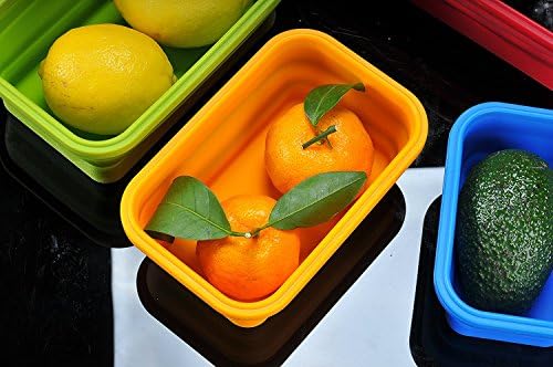 Sailing Elegant Collapsible Silicone Lunch Box/Container, Super Convenient Stackable Food Storage Containers, Material Safe (Set of 4, Multi) - Image 4