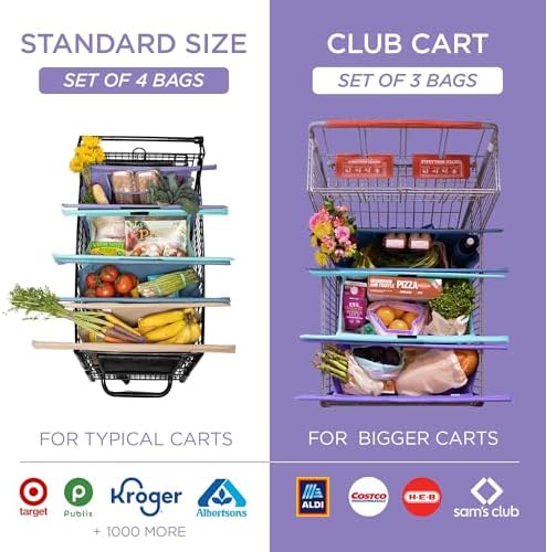 Lotus Club Cart Trolley Reusable Shopping Bags (3-Pack)– Detachable & Reusable Grocery Bags Foldable w/ Insulated Grocery Bag & Egg/Wine Holder– Washable Shopping Totes for Easy Storage & to Save Time - Image 3